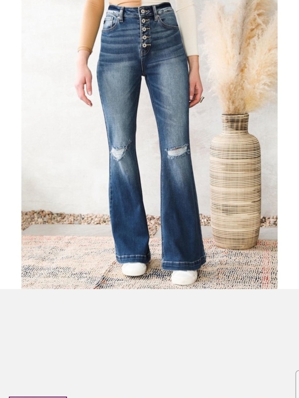 KanCan Med Wash High- Rise Button Fly Flare Distressed Stretch Jean Size9/28 NWT